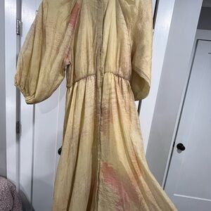 Onia Long Sleeve Dress in Yellow and Pink